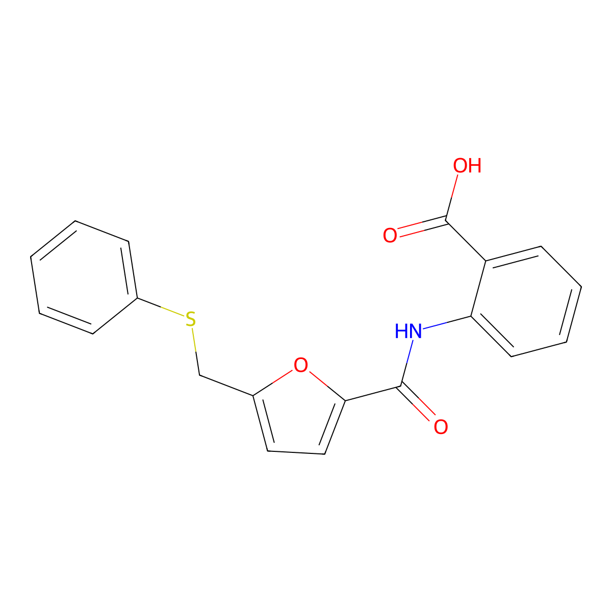 2-(5-((Phenylthio)methyl)furan-2-carboxamido)benzoic acid molecular structure, CAS 831242-76-3