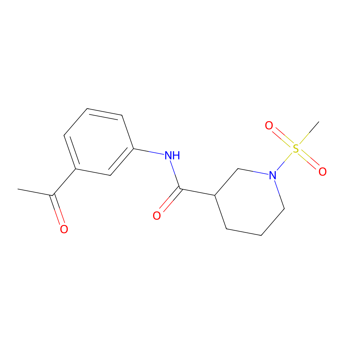 N-(3-acetylphenyl)-1-methylsulfonylpiperidine-3-carboxamide molecular structure, CAS 831243-15-3