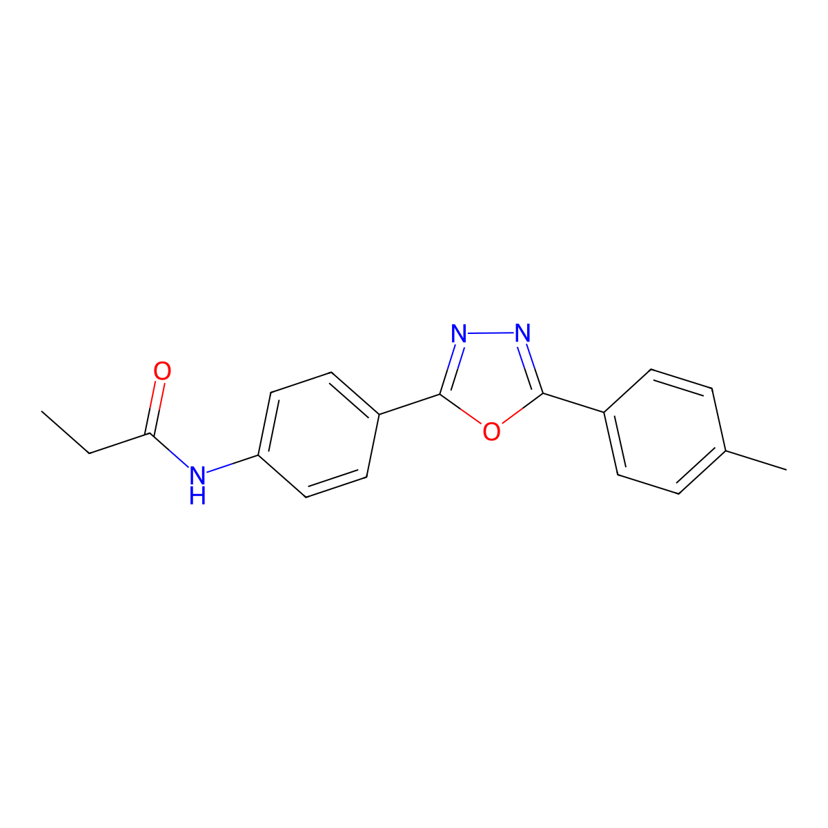 N-[4-[5-(4-methylphenyl)-1,3,4-oxadiazol-2-yl]phenyl]propanamide molecular structure, CAS 831243-19-7