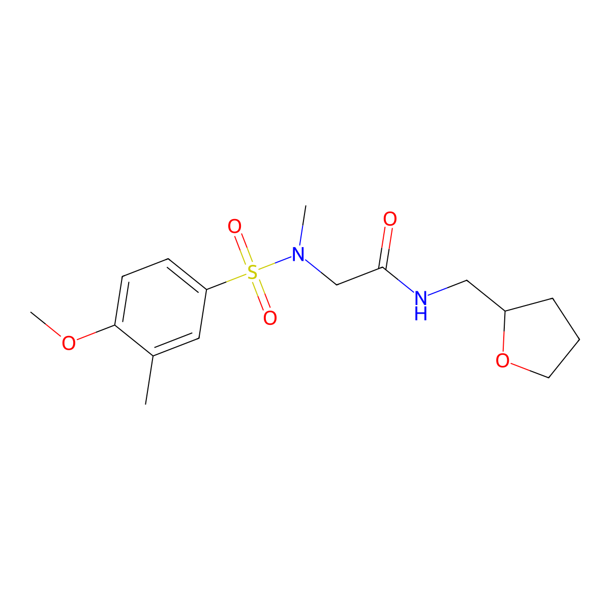 2-[(4-methoxy-3-methylphenyl)sulfonyl-methylamino]-N-(oxolan-2-ylmethyl)acetamide molecular structure, CAS 831243-47-1