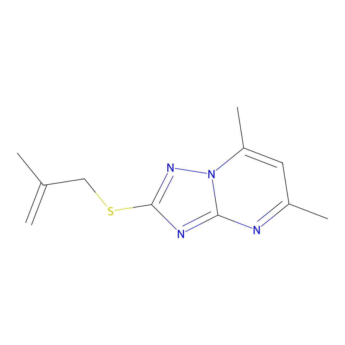 5,7-Dimethyl-2-[(2-methyl-2-propen-1-yl)thio][1,2,4]triazolo[1,5-a]pyrimidine molecular structure, CAS 831243-54-0
