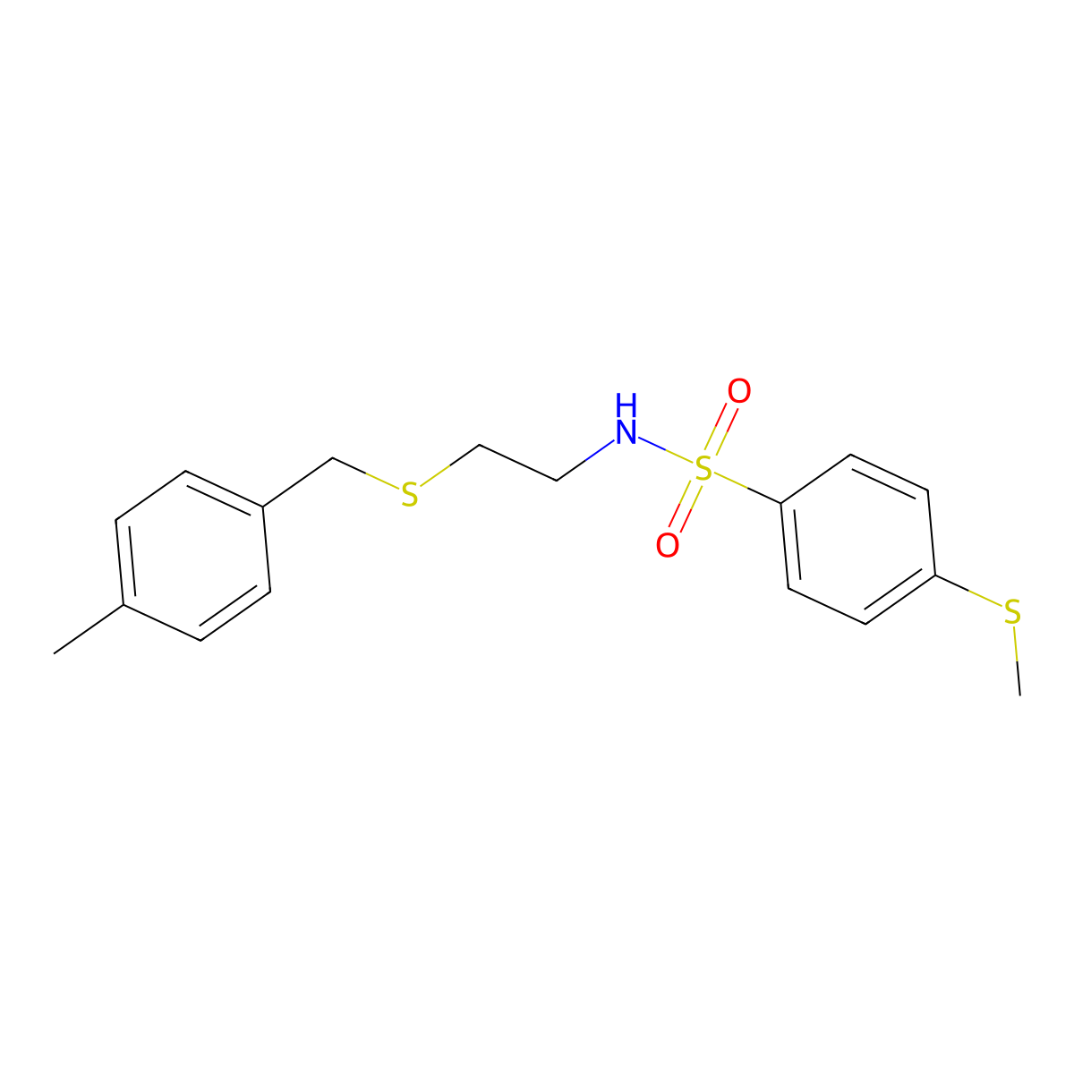 N-[2-[(4-methylphenyl)methylsulfanyl]ethyl]-4-methylsulfanylbenzenesulfonamide molecular structure, CAS 831243-56-2