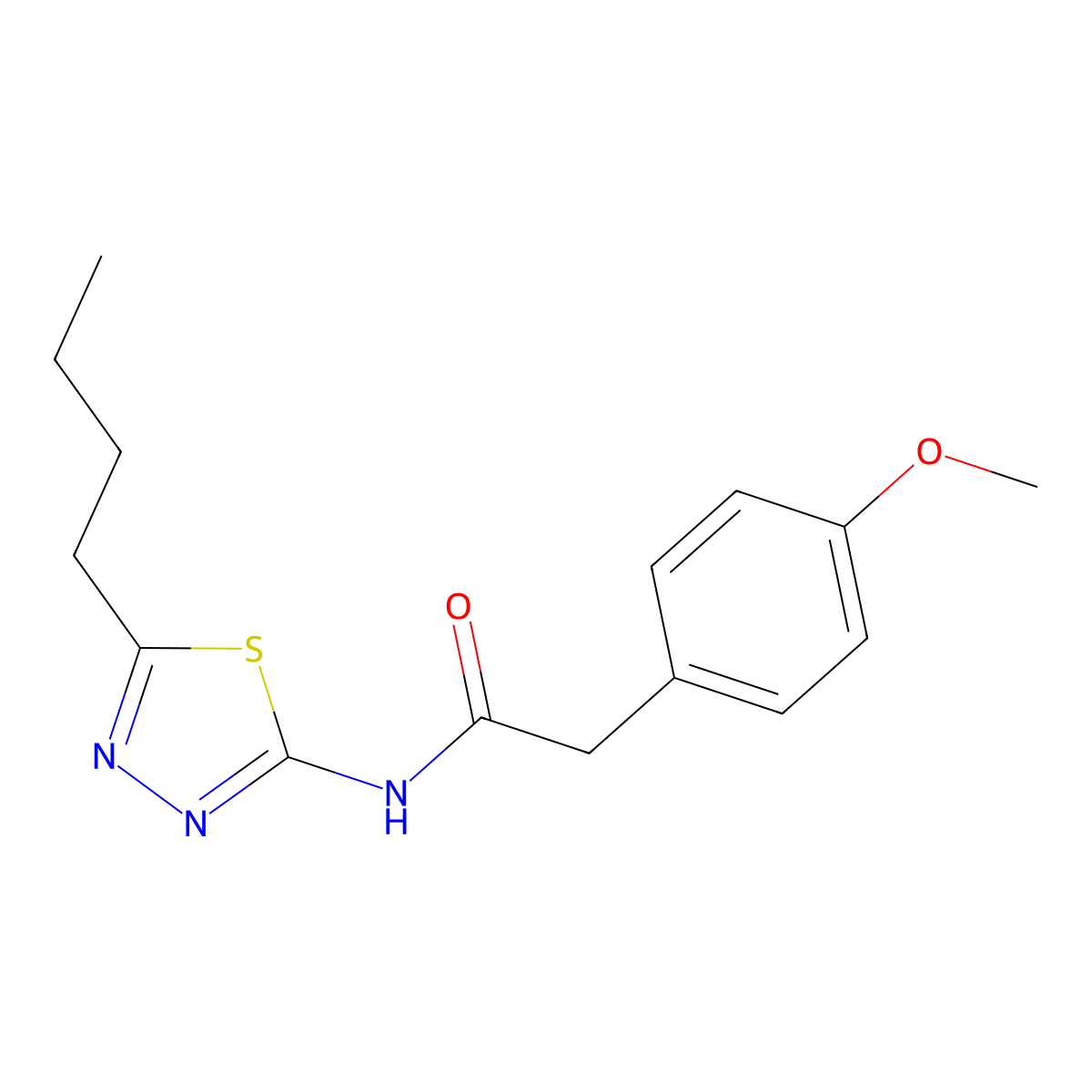 N-(5-butyl-1,3,4-thiadiazol-2-yl)-2-(4-methoxyphenyl)acetamide molecular structure, CAS 831243-64-2