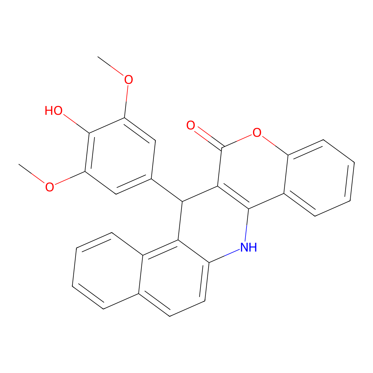 7-(4-hydroxy-3,5-dimethoxyphenyl)-7,14-dihydro-6H-benzo[f]chromeno[4,3-b]quinolin-6-one molecular structure, CAS 831243-71-1