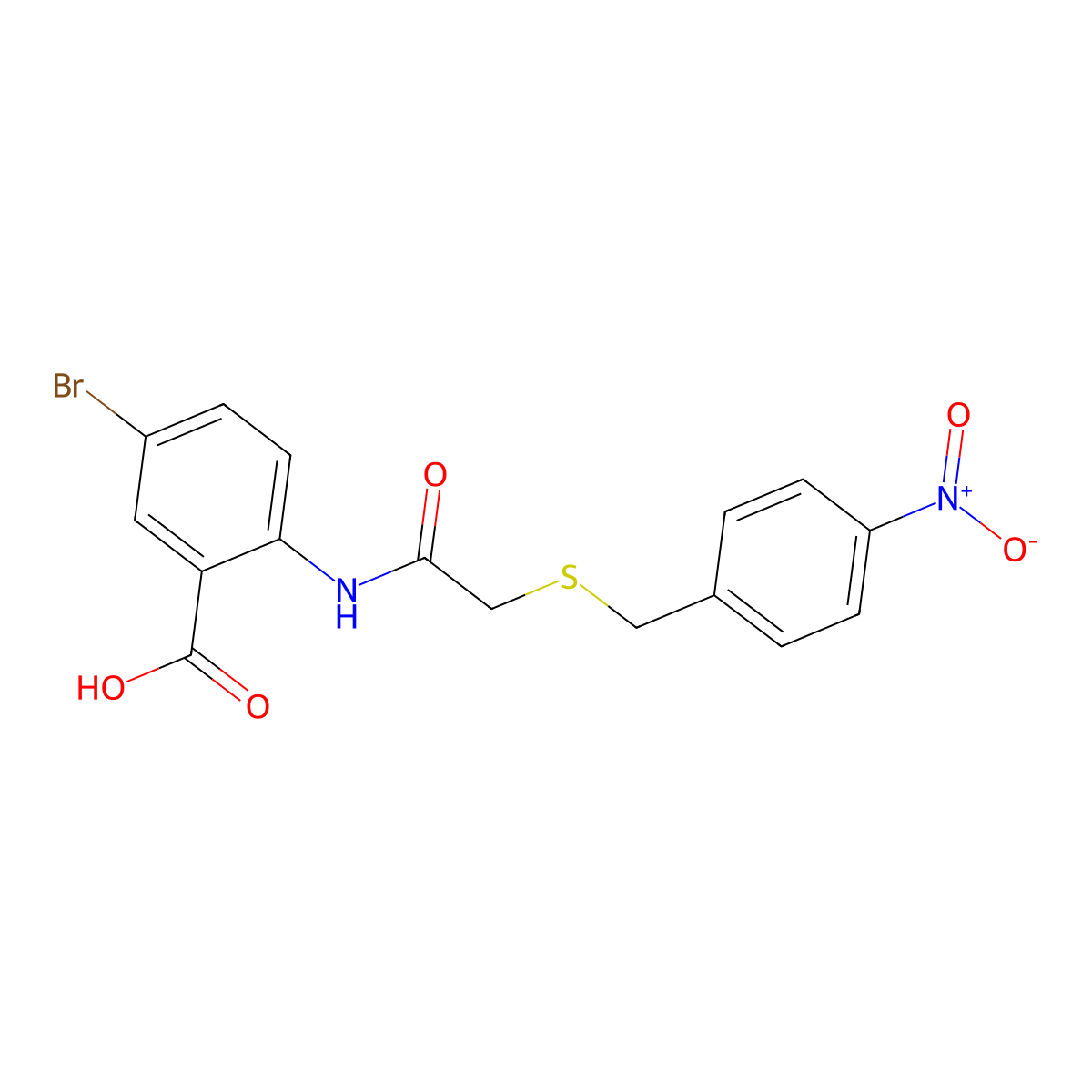 5-Bromo-2-({[(4-nitrobenzyl)sulfanyl]acetyl}amino)benzoic acid molecular structure, CAS 831243-75-5