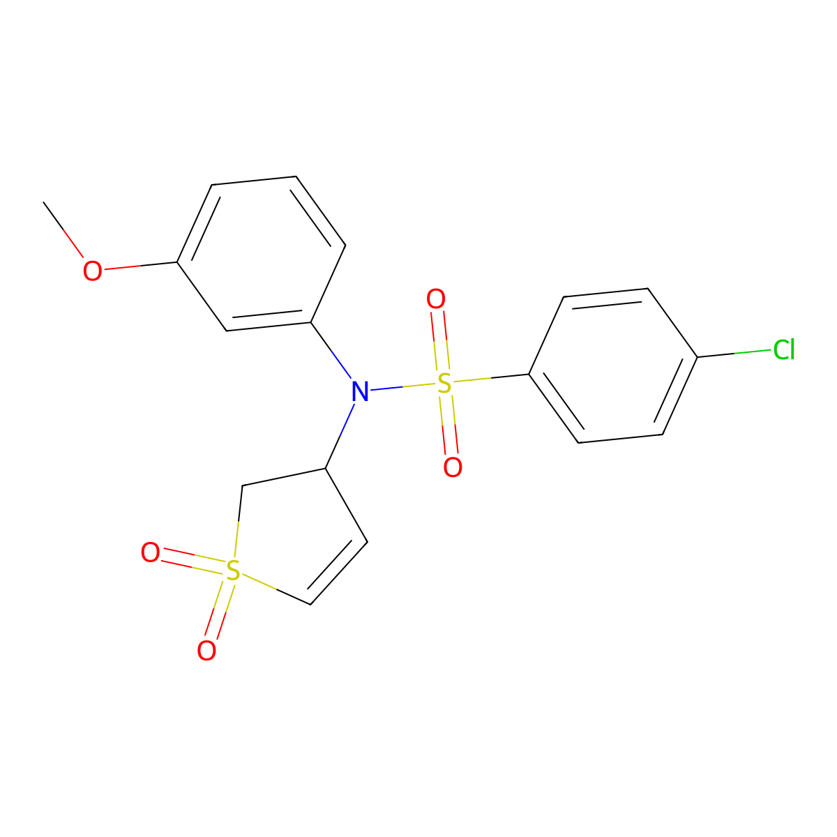 4-chloro-N-(1,1-dioxido-2,3-dihydrothiophen-3-yl)-N-(3-methoxyphenyl)benzenesulfonamide molecular structure, CAS 831243-77-7