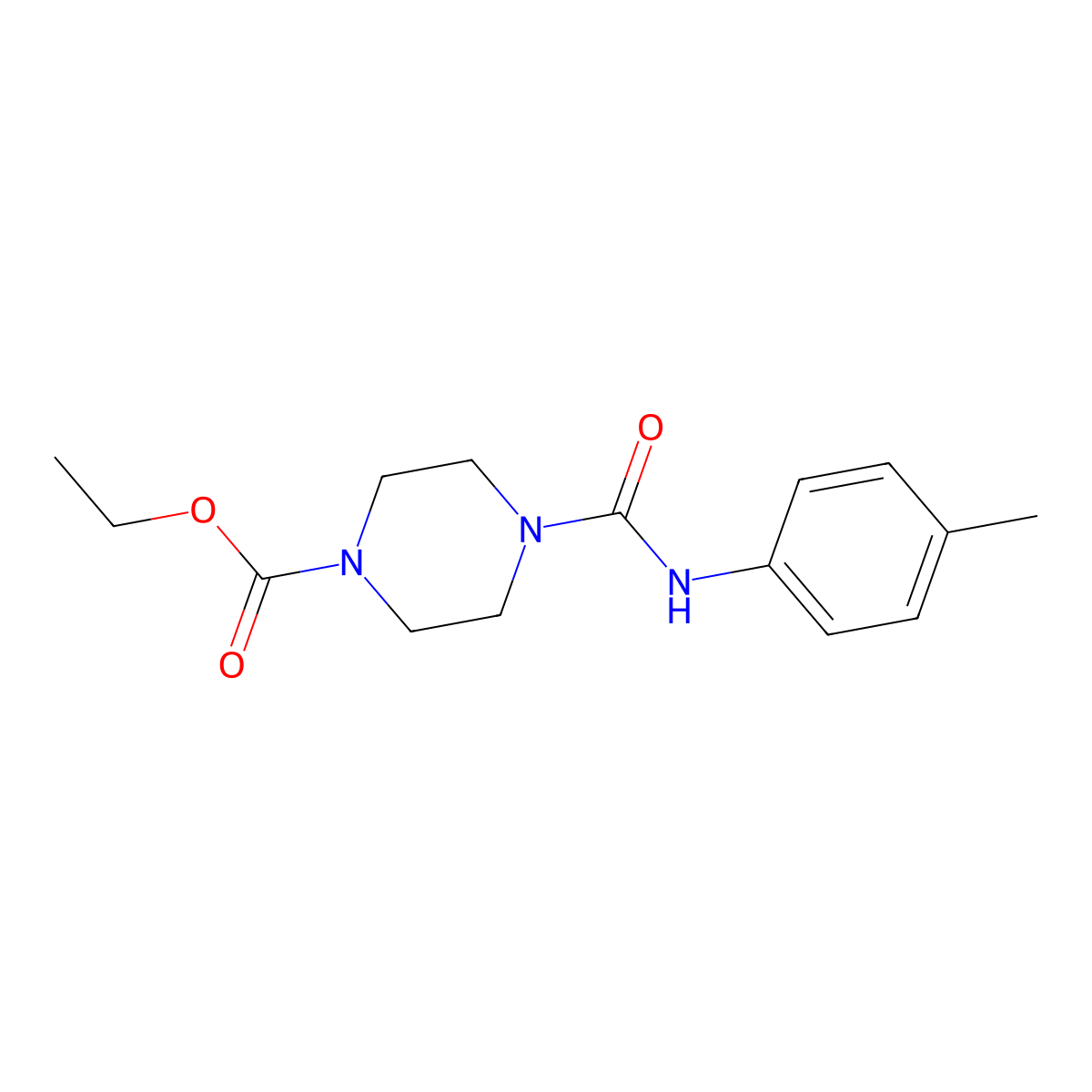 Ethyl 4-(N-(4-methylphenyl)carbamoyl)piperazinecarboxylate molecular structure, CAS 831244-06-5