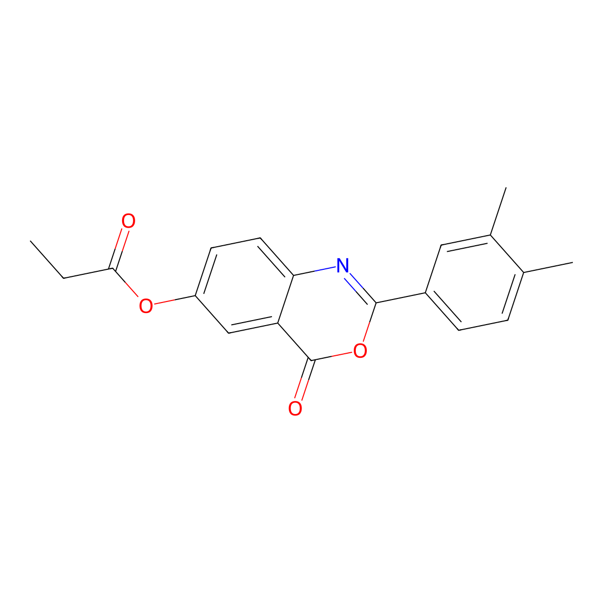 2-(3,4-dimethylphenyl)-4-oxo-4H-3,1-benzoxazin-6-yl propionate molecular structure, CAS 831244-11-2