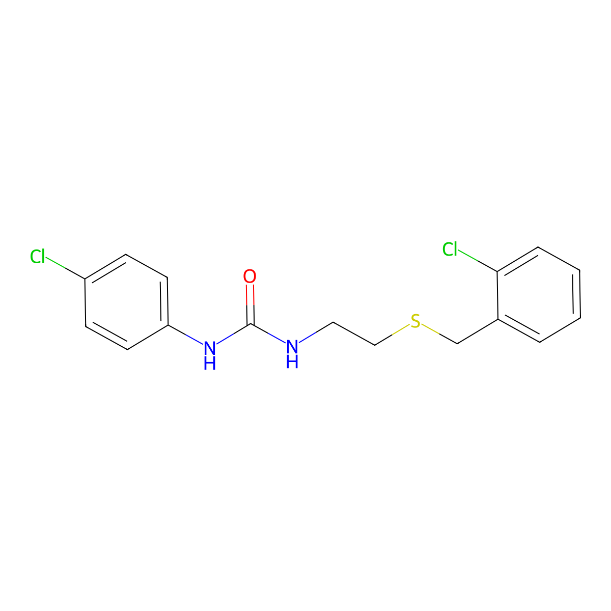 1-(4-Chlorophenyl)-3-[2-[(2-chlorophenyl)methylsulfanyl]ethyl]urea molecular structure, CAS 831244-35-0