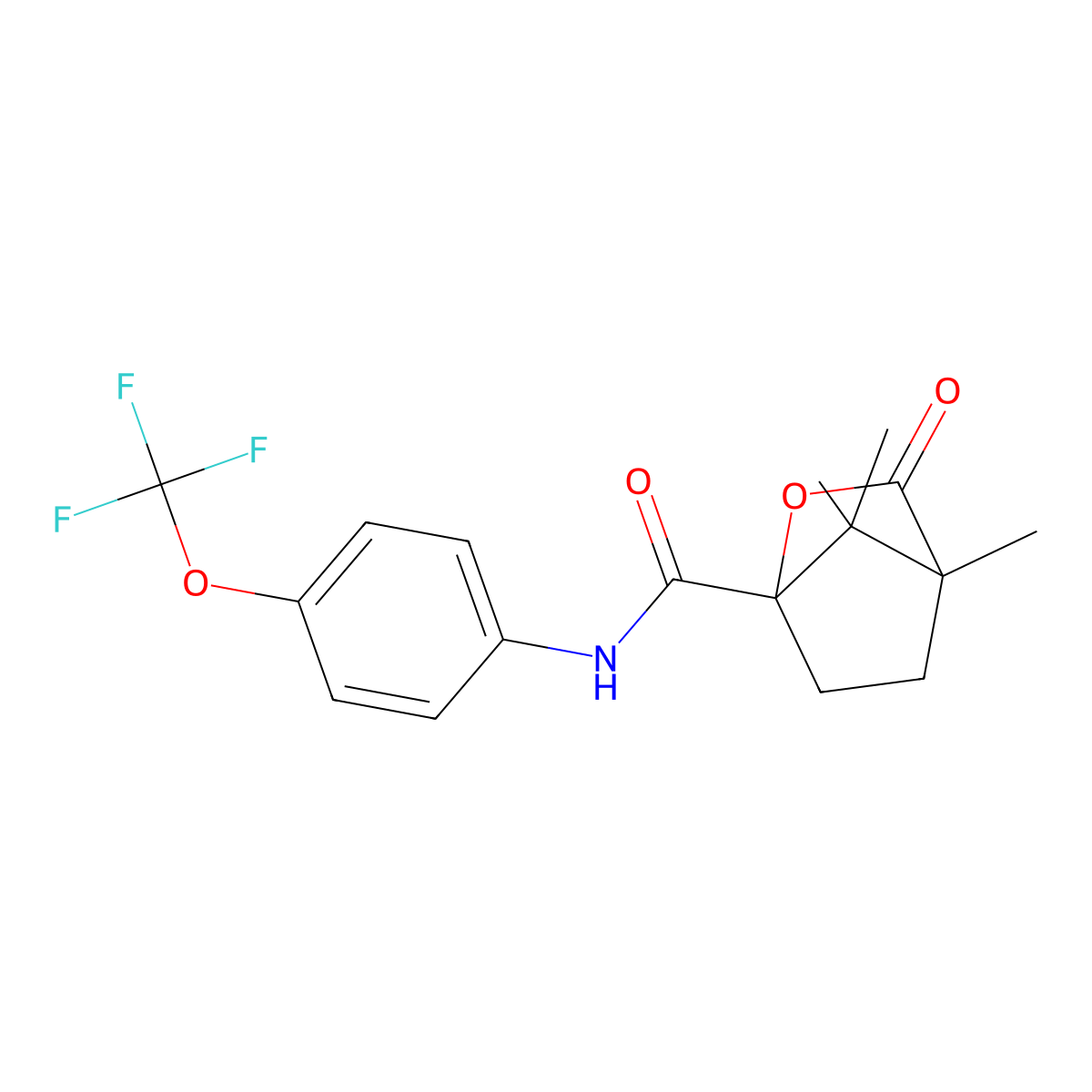 4,7,7-trimethyl-3-oxo-N-[4-(trifluoromethoxy)phenyl]-2-oxabicyclo[2.2.1]heptane-1-carboxamide molecular structure, CAS 831244-68-9