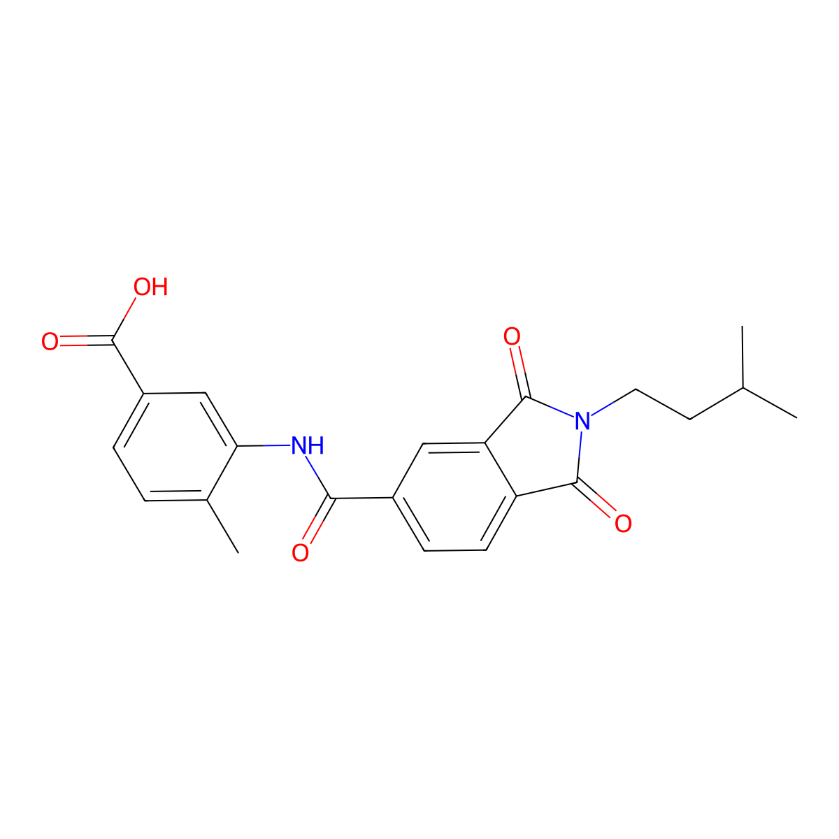 4-methyl-3-({[2-(3-methylbutyl)-1,3-dioxo-2,3-dihydro-1H-isoindol-5-yl]carbonyl}amino)benzoic acid molecular structure, CAS 831244-77-0