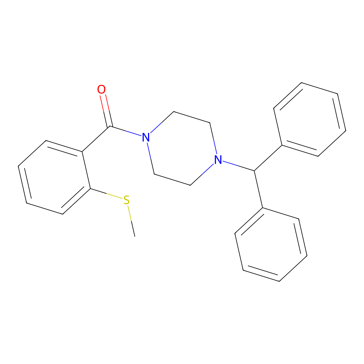(4-Benzhydrylpiperazin-1-yl)-(2-methylsulfanylphenyl)methanone molecular structure, CAS 831244-91-8