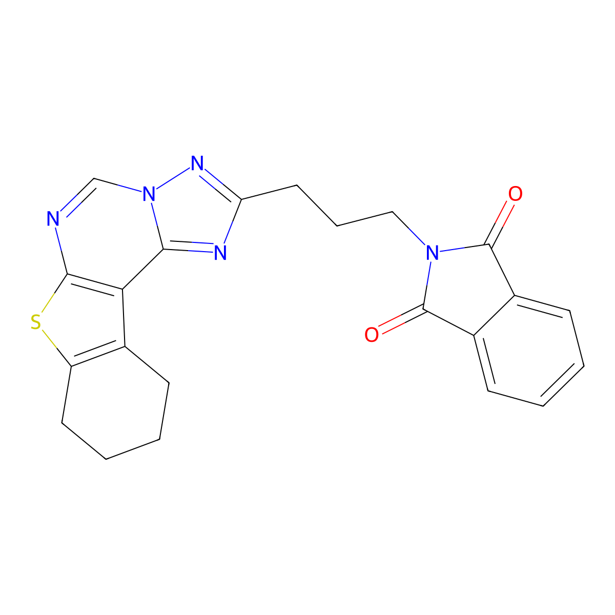 2-(3-(8,9,10,11-Tetrahydrobenzo[4,5]thieno[3,2-e][1,2,4]triazolo[1,5-c]pyrimidin-2-yl)propyl)isoindoline-1,3-dione molecular structure, CAS 831245-02-4
