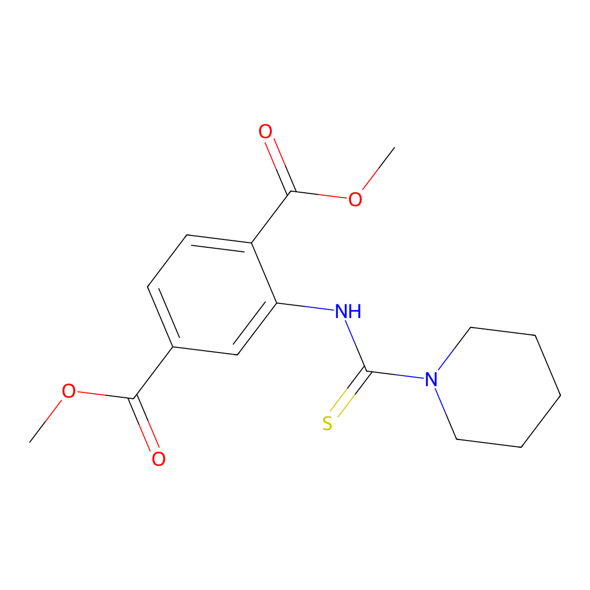 Dimethyl 2-[(1-piperidinylcarbonothioyl)amino]terephthalate molecular structure, CAS 831245-10-4