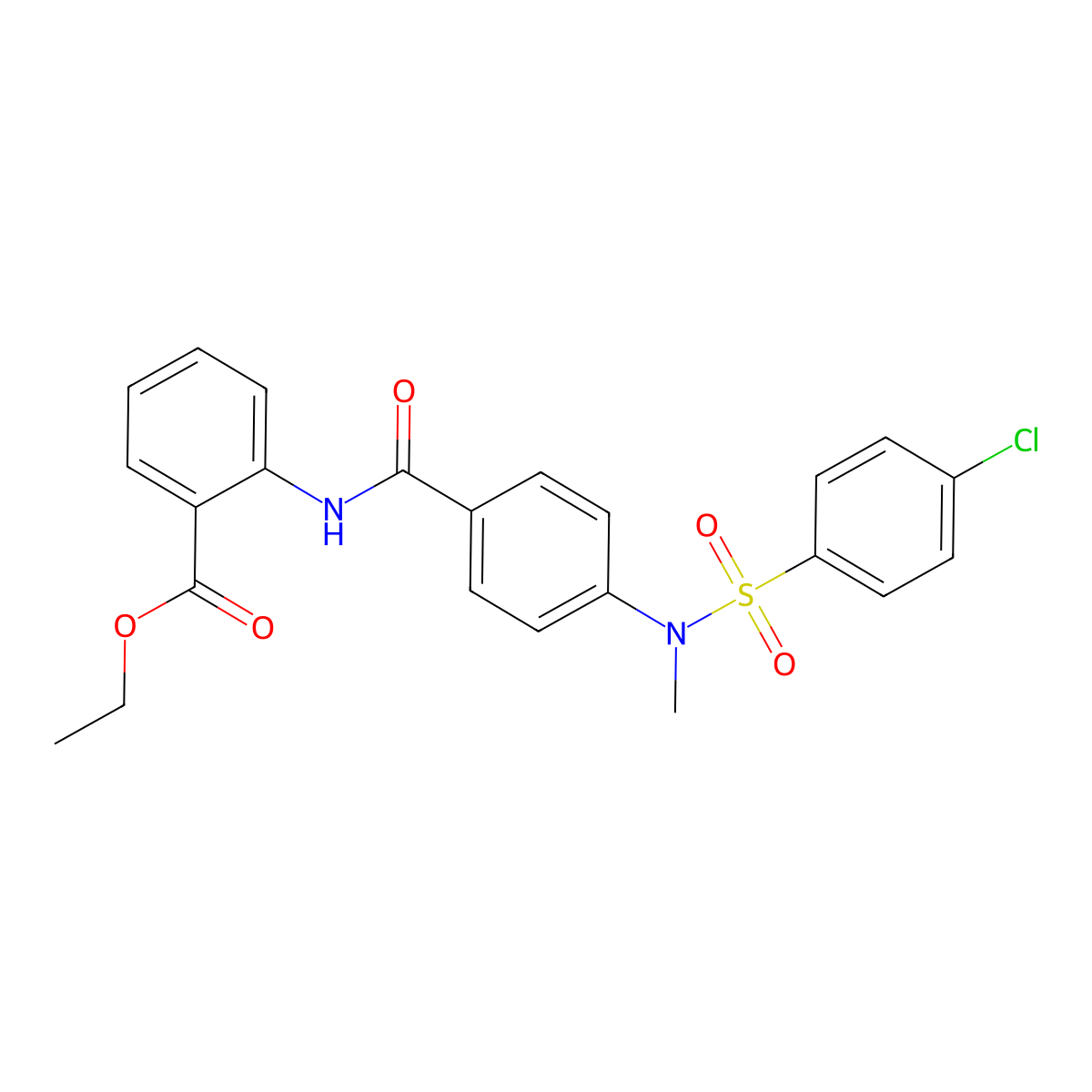 Ethyl 2-{[(4-{[(4-chlorophenyl)sulfonyl](methyl)amino}phenyl)carbonyl]amino}benzoate molecular structure, CAS 831245-13-7