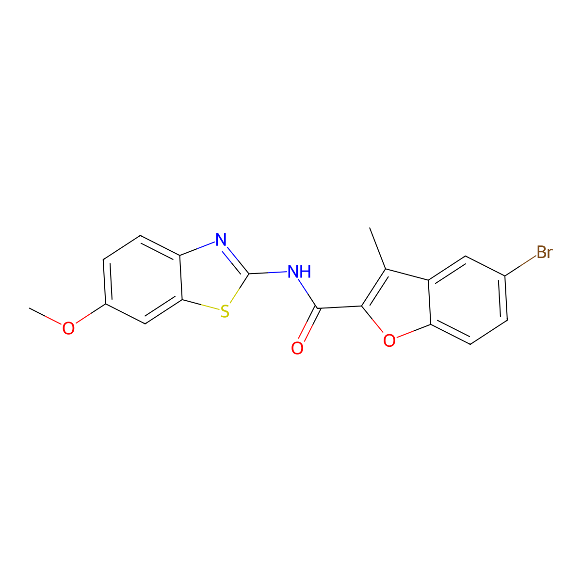5-bromo-N-(6-methoxy-1,3-benzothiazol-2-yl)-3-methyl-1-benzofuran-2-carboxamide molecular structure, CAS 831245-47-7