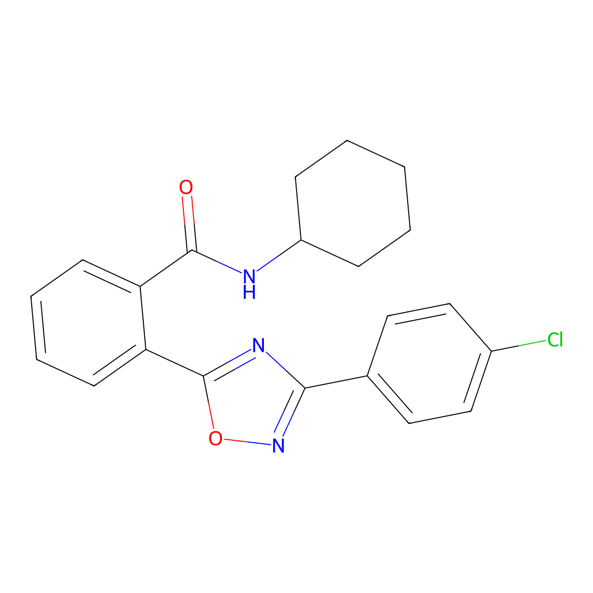 2-[3-(4-chlorophenyl)-1,2,4-oxadiazol-5-yl]-N-cyclohexylbenzamide molecular structure, CAS 831245-49-9
