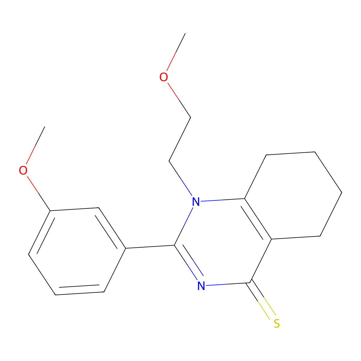 1-(2-methoxyethyl)-2-(3-methoxyphenyl)-5,6,7,8-tetrahydroquinazoline-4(1H)-thione molecular structure, CAS 831245-63-7