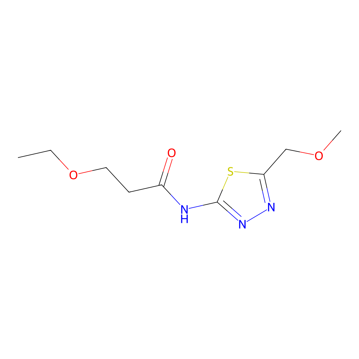 3-ethoxy-N-[5-(methoxymethyl)-1,3,4-thiadiazol-2-yl]propanamide molecular structure, CAS 831245-87-5