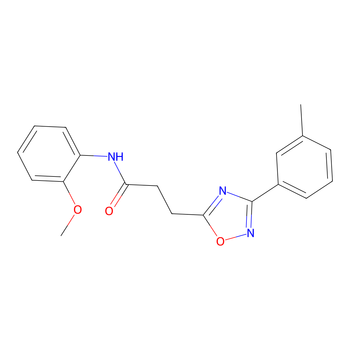 N-(2-methoxyphenyl)-3-[3-(3-methylphenyl)-1,2,4-oxadiazol-5-yl]propanamide molecular structure, CAS 831245-89-7