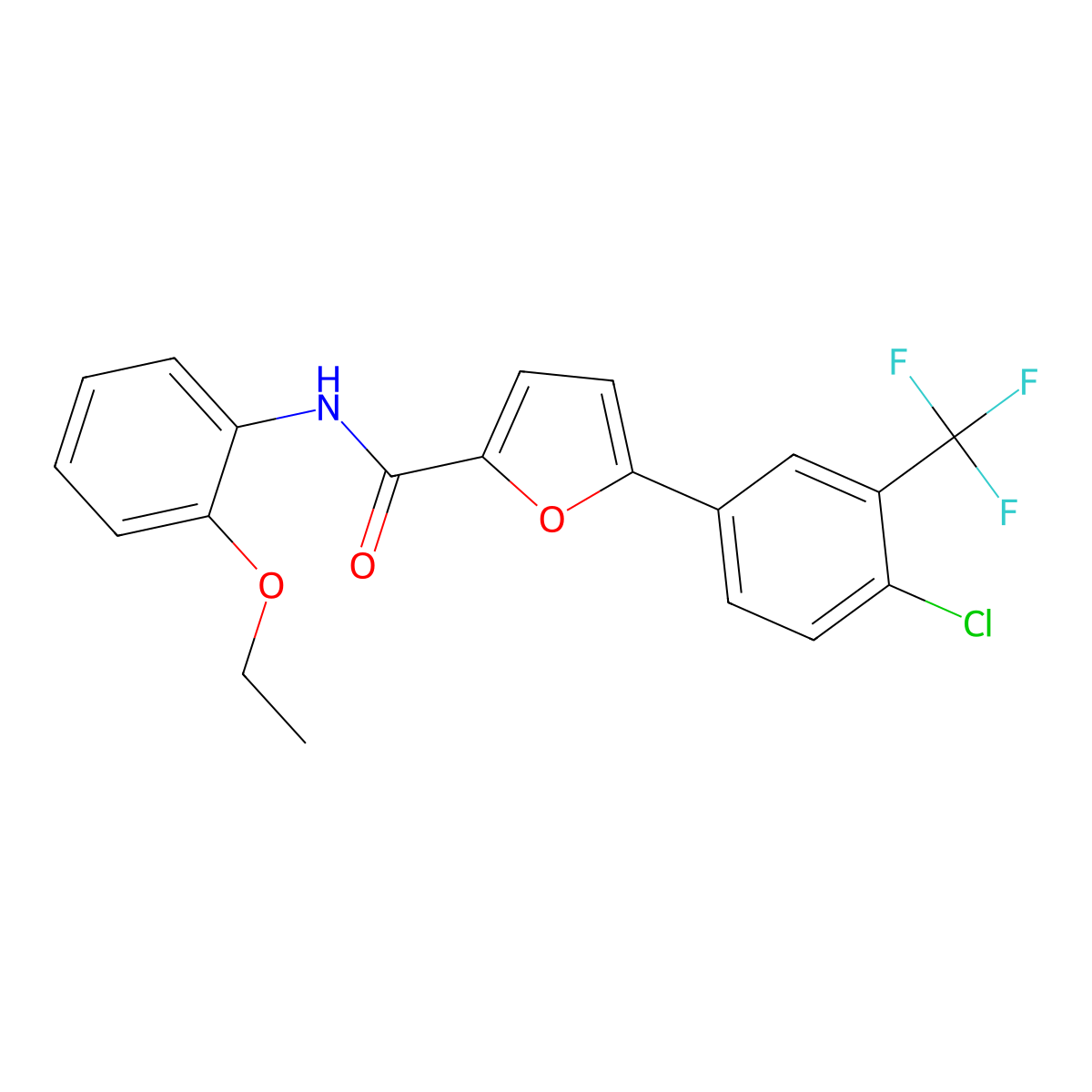 5-[4-chloro-3-(trifluoromethyl)phenyl]-N-(2-ethoxyphenyl)furan-2-carboxamide molecular structure, CAS 831246-06-1