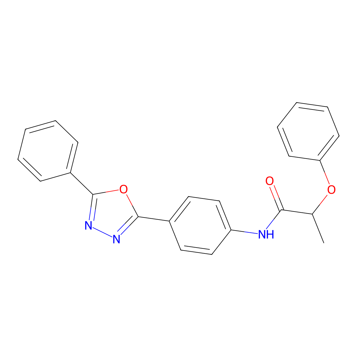 2-phenoxy-N-[4-(5-phenyl-1,3,4-oxadiazol-2-yl)phenyl]propanamide molecular structure, CAS 831246-28-7