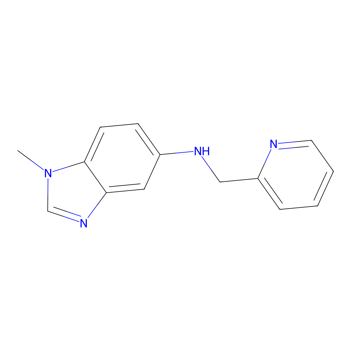 1-methyl-N-(pyridin-2-ylmethyl)benzimidazol-5-amine molecular structure, CAS 831246-31-2