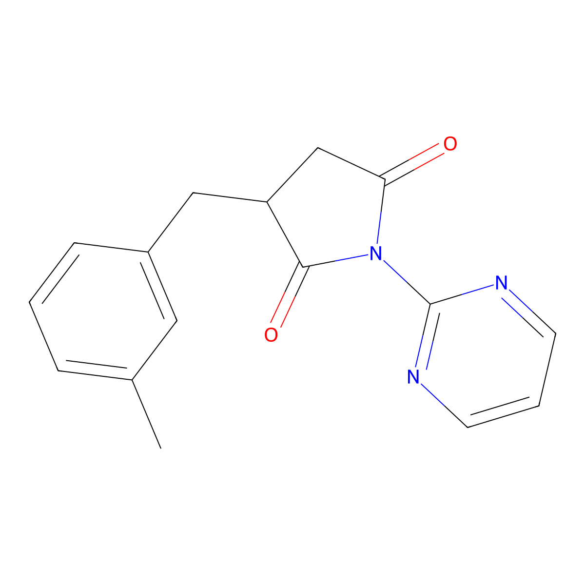 3-(3-Methylbenzyl)-1-(pyrimidin-2-yl)pyrrolidine-2,5-dione molecular structure, CAS 831246-43-6