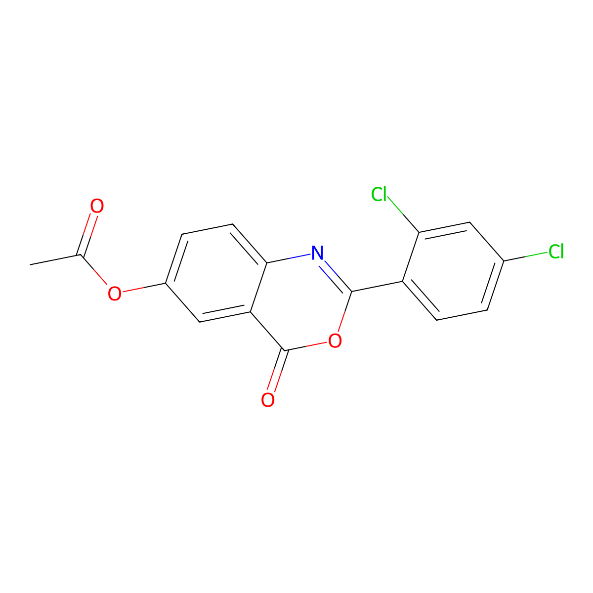 2-(2,4-dichlorophenyl)-4-oxo-4H-3,1-benzoxazin-6-yl acetate molecular structure, CAS 831246-45-8