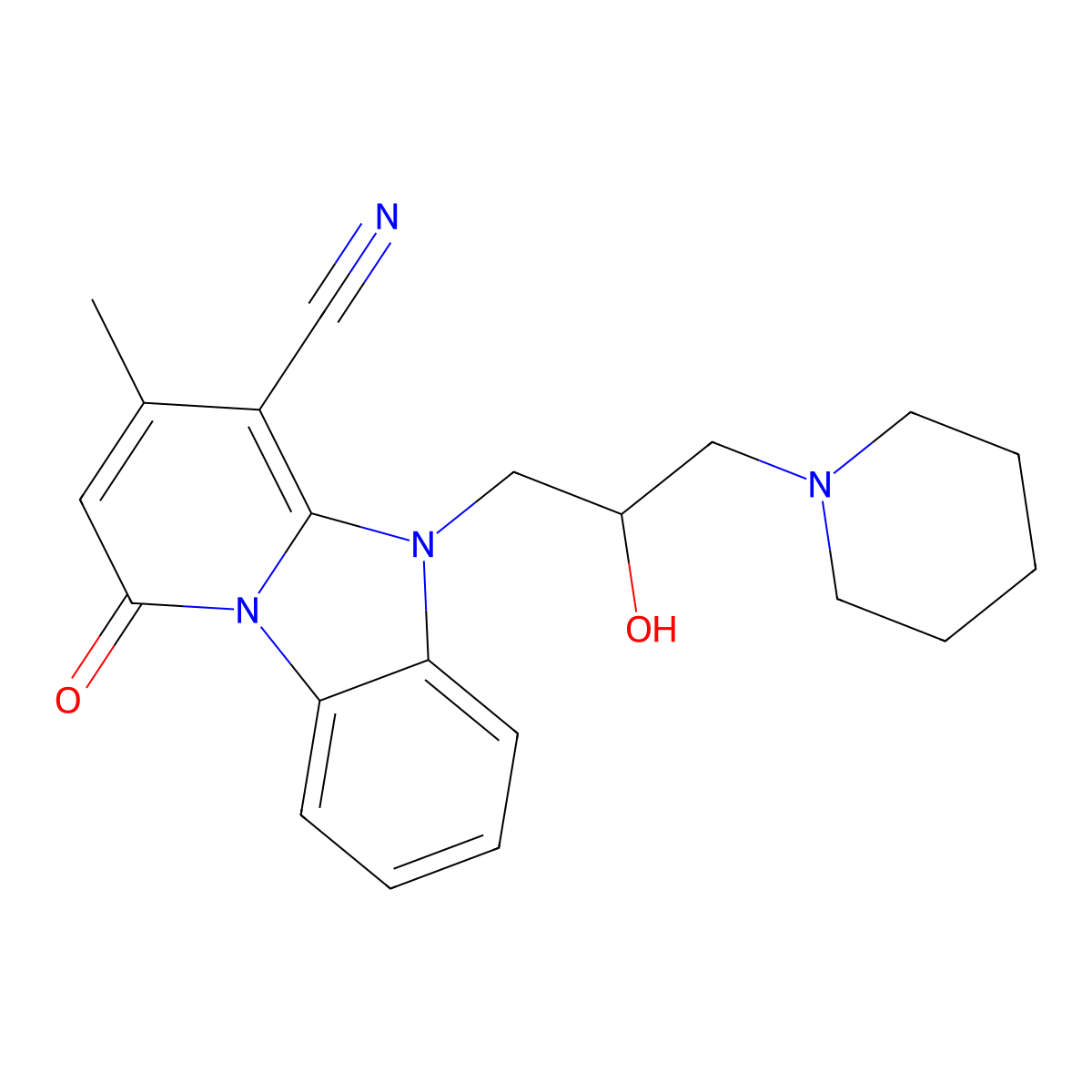 5-(2-Hydroxy-3-piperidin-1-ylpropyl)-3-methyl-1-oxopyrido[1,2-a]benzimidazole-4-carbonitrile molecular structure, CAS 831246-60-7
