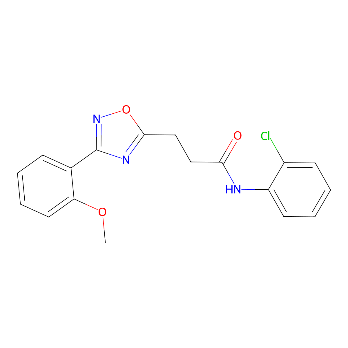 N-(2-chlorophenyl)-3-[3-(2-methoxyphenyl)-1,2,4-oxadiazol-5-yl]propanamide molecular structure, CAS 831246-63-0