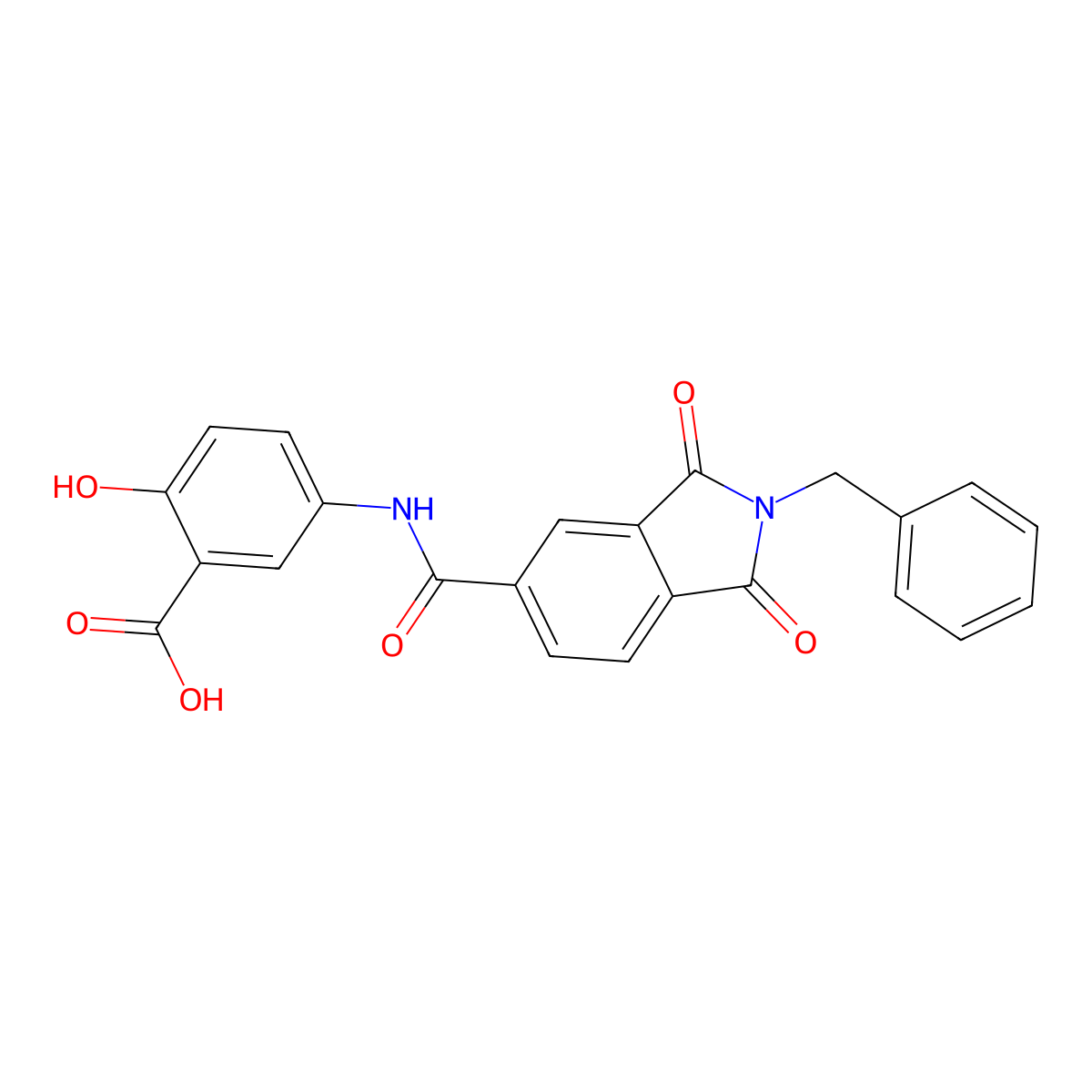 5-{[(2-benzyl-1,3-dioxo-2,3-dihydro-1H-isoindol-5-yl)carbonyl]amino}-2-hydroxybenzoic acid molecular structure, CAS 831246-68-5