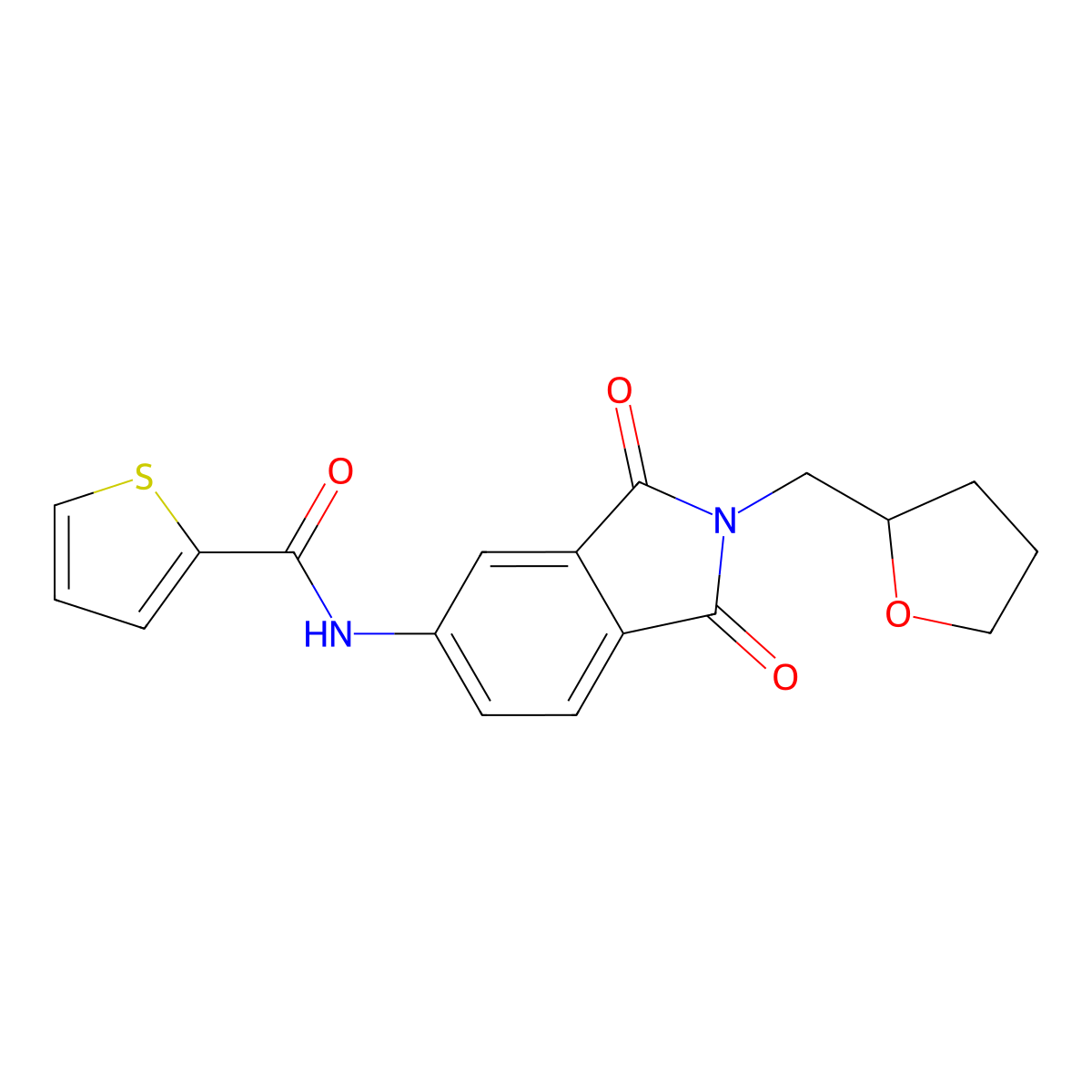 N-[1,3-dioxo-2-(oxolan-2-ylmethyl)isoindol-5-yl]thiophene-2-carboxamide molecular structure, CAS 831246-69-6