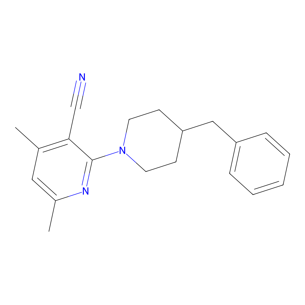 2-(4-Benzylpiperidin-1-yl)-4,6-dimethylpyridine-3-carbonitrile molecular structure, CAS 831246-71-0