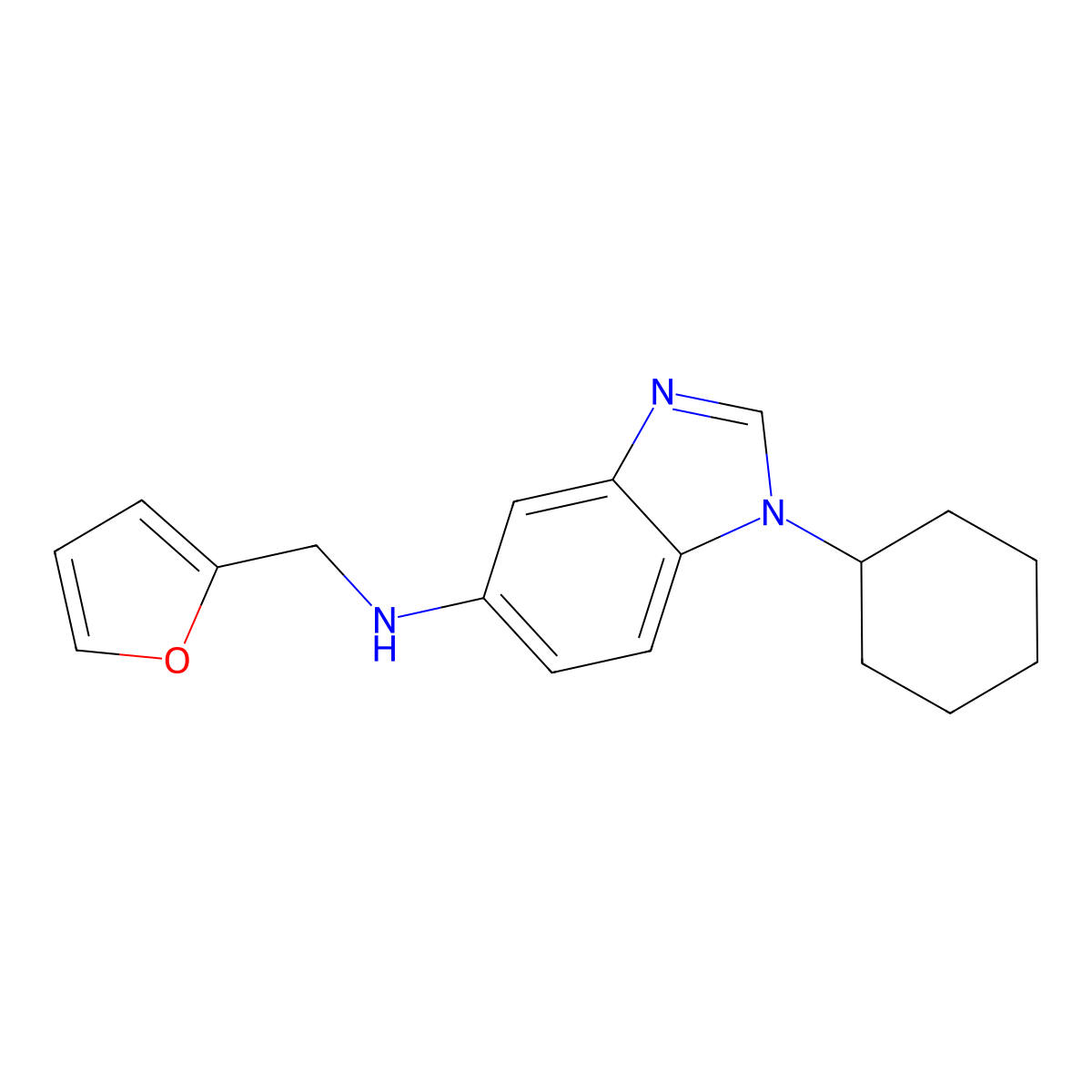1-cyclohexyl-N-(furan-2-ylmethyl)benzimidazol-5-amine molecular structure, CAS 831246-75-4