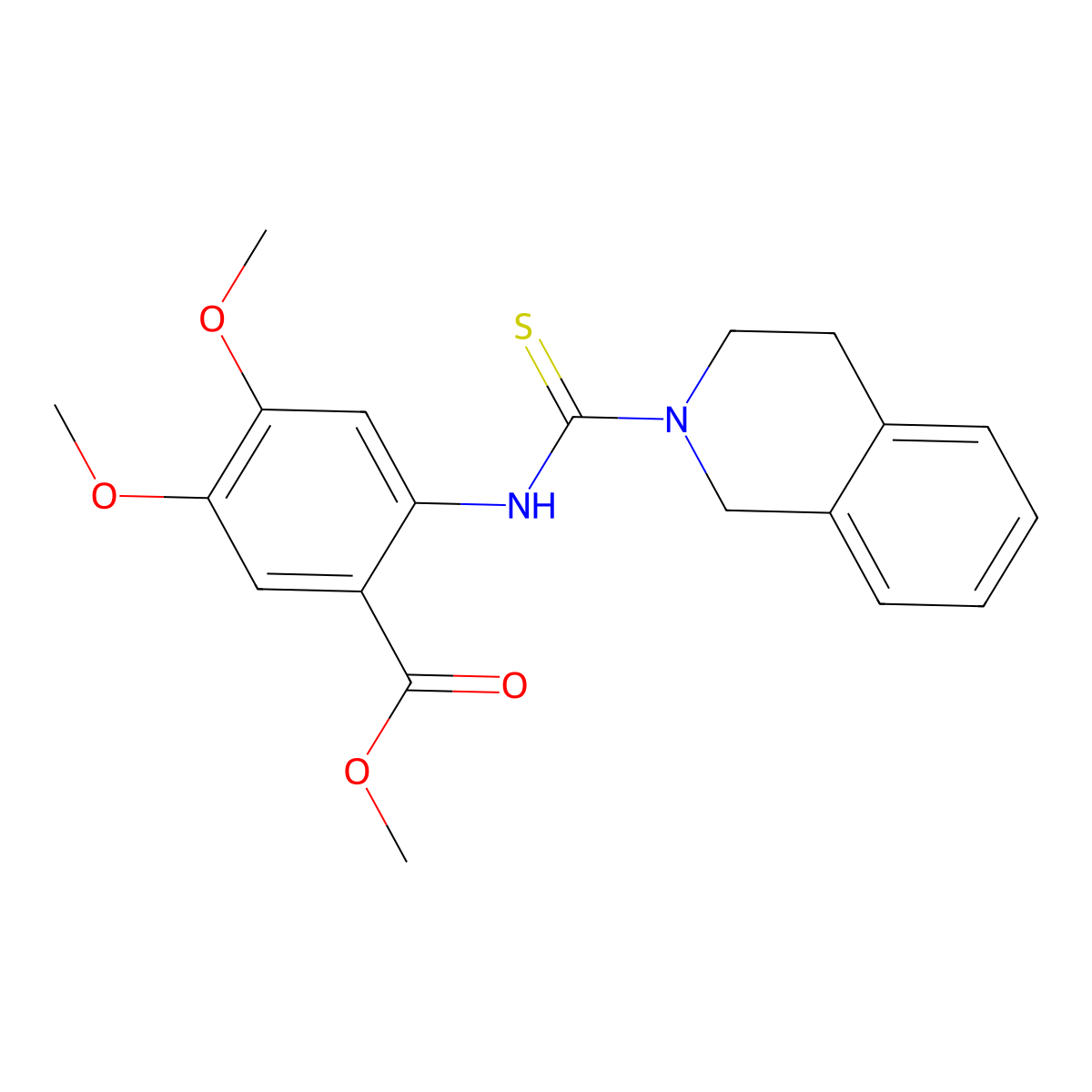 methyl 2-[(3,4-dihydroisoquinolin-2(1H)-ylcarbonothioyl)amino]-4,5-dimethoxybenzoate molecular structure, CAS 831246-83-4