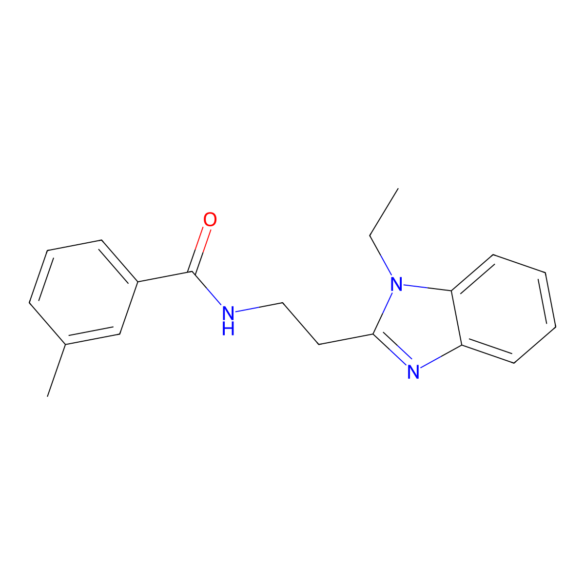 N-[2-(1-ethylbenzimidazol-2-yl)ethyl]-3-methylbenzamide molecular structure, CAS 831247-00-8