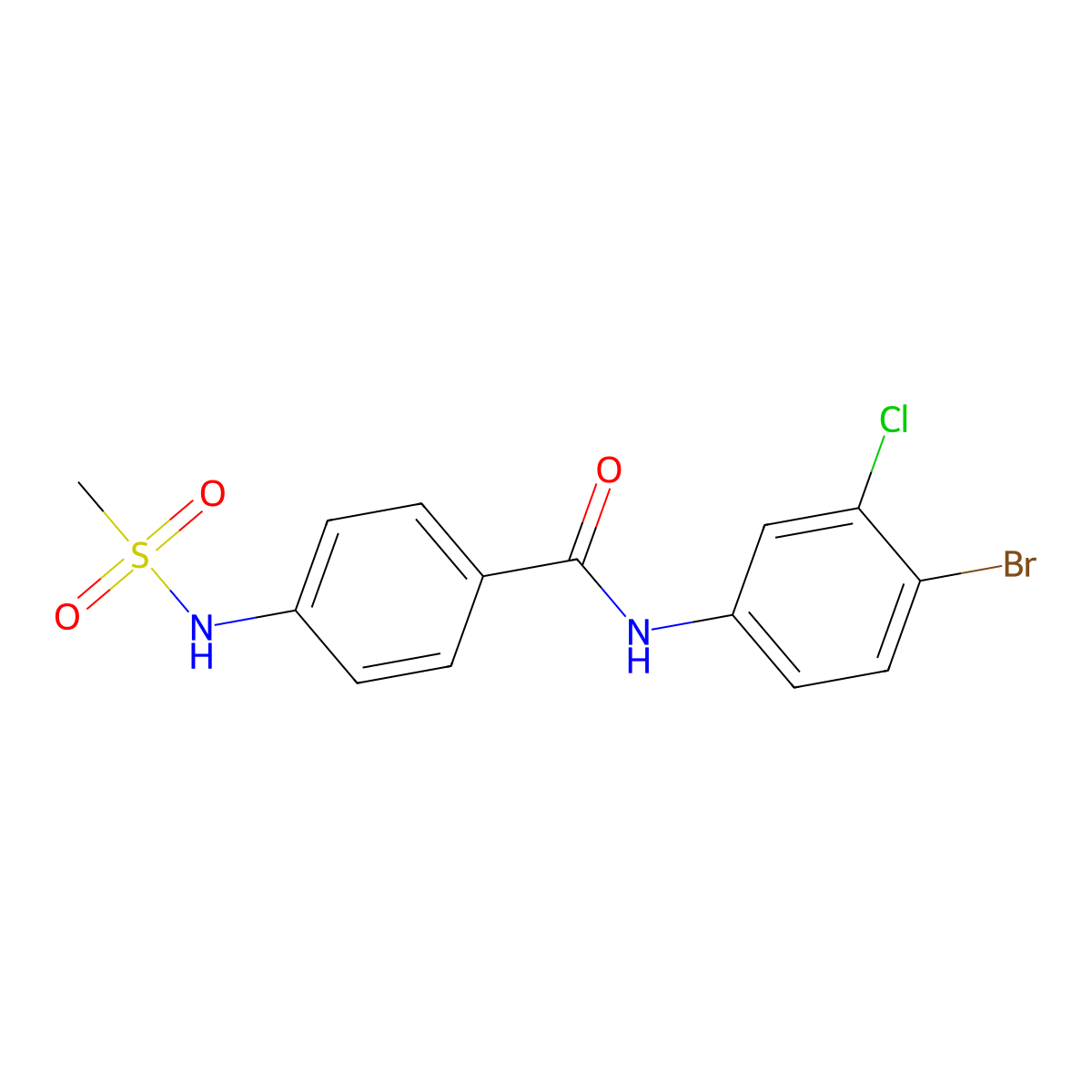 N-(4-bromo-3-chlorophenyl)-4-(methanesulfonamido)benzamide molecular structure, CAS 831247-01-9