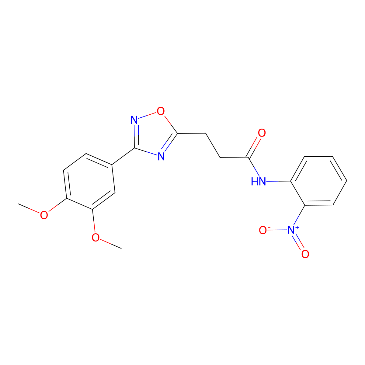 3-[3-(3,4-dimethoxyphenyl)-1,2,4-oxadiazol-5-yl]-N-(2-nitrophenyl)propanamide molecular structure, CAS 831247-06-4