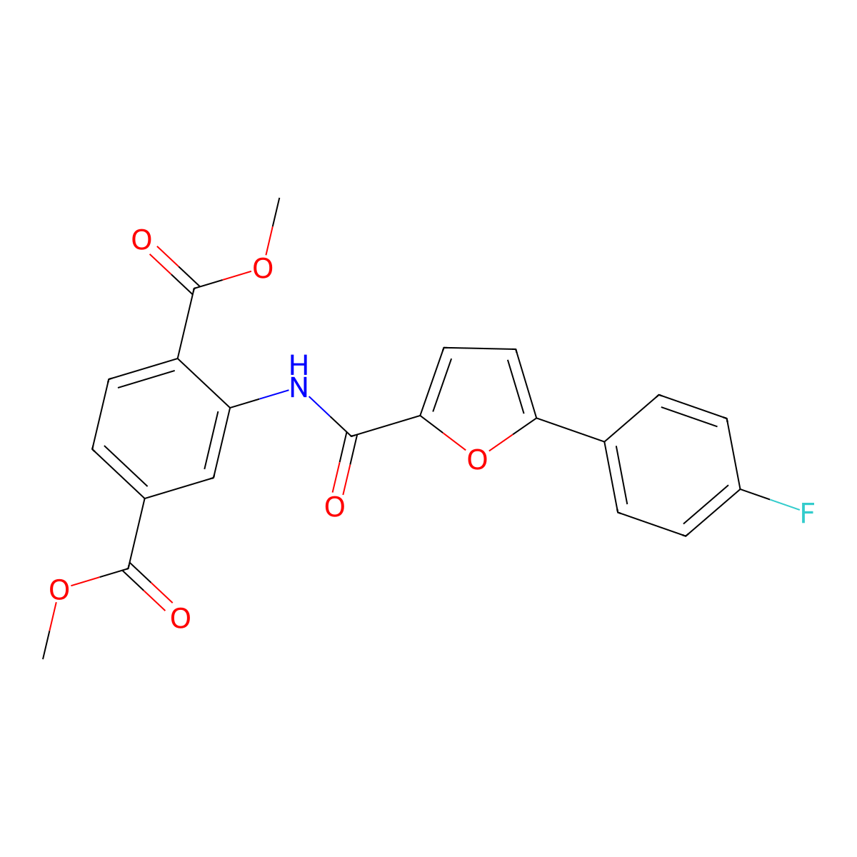 Dimethyl 2-({[5-(4-fluorophenyl)furan-2-yl]carbonyl}amino)benzene-1,4-dicarboxylate molecular structure, CAS 831247-09-7