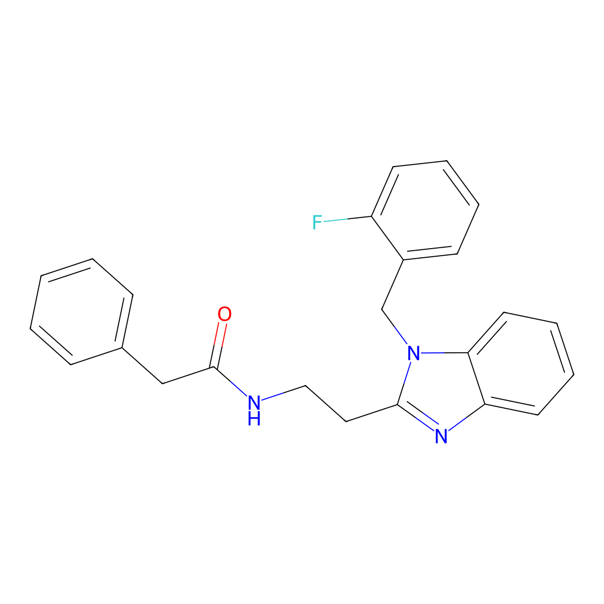 N-[2-[1-[(2-fluorophenyl)methyl]benzimidazol-2-yl]ethyl]-2-phenylacetamide molecular structure, CAS 831247-49-5