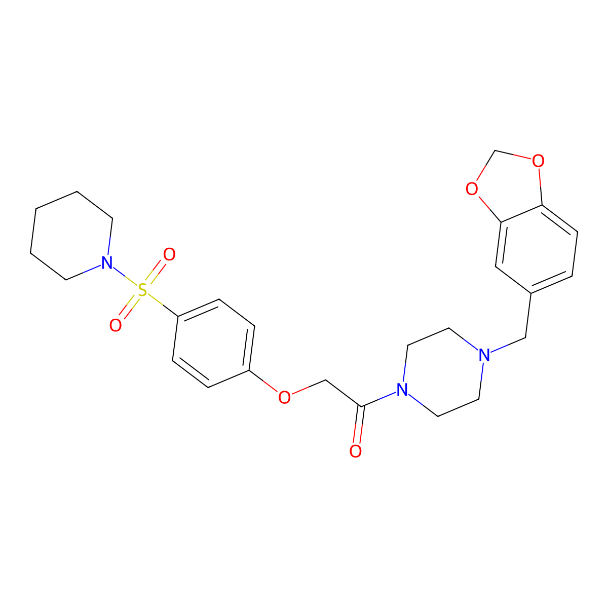 1-[4-(1,3-Benzodioxol-5-ylmethyl)piperazin-1-yl]-2-(4-piperidin-1-ylsulfonylphenoxy)ethanone molecular structure, CAS 831247-92-8