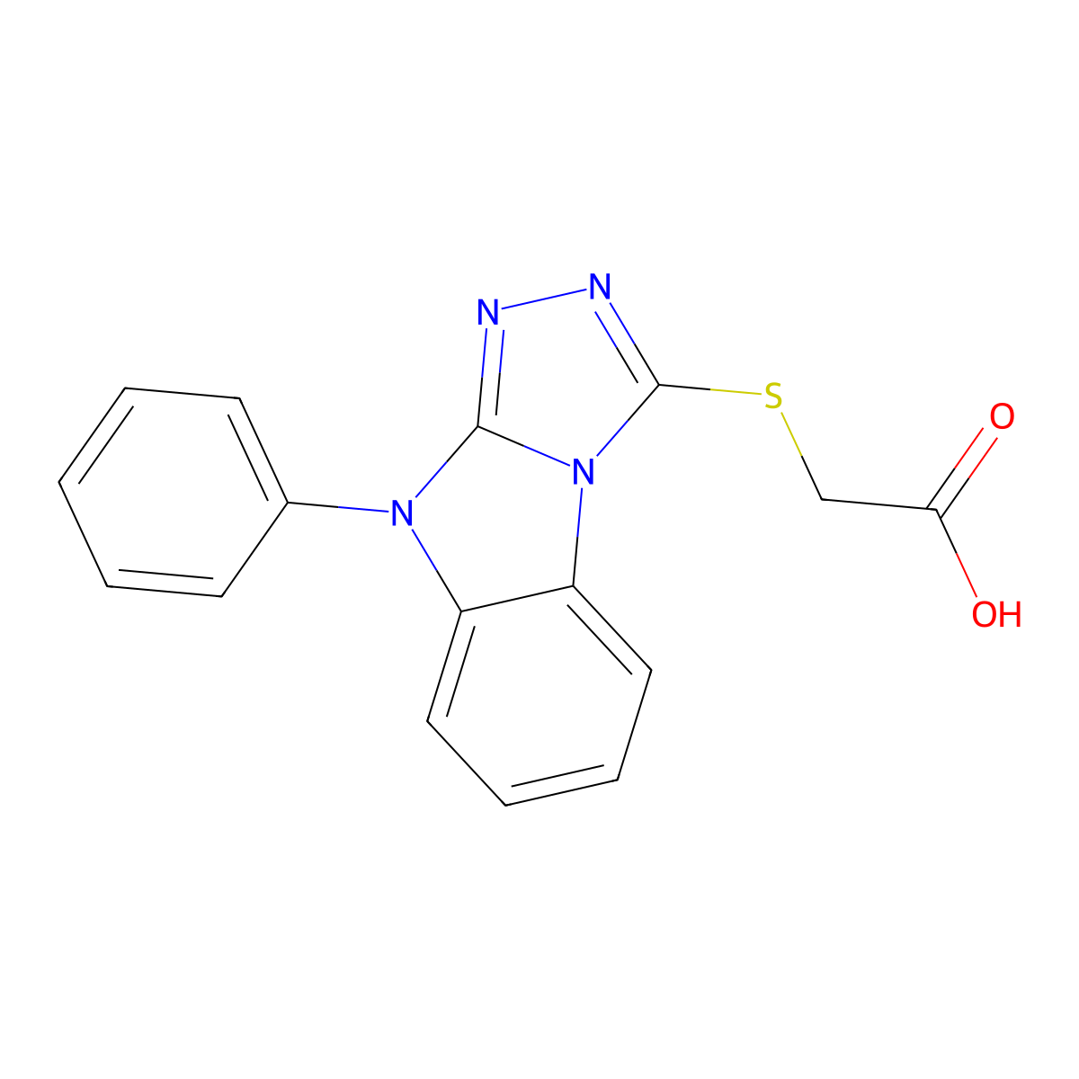 [(9-Phenyl-9H-[1,2,4]triazolo[4,3-a]benzimidazol-3-yl)thio]acetic acid molecular structure, CAS 831247-98-4