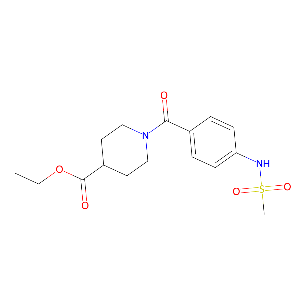 Ethyl 1-({4-[(methylsulfonyl)amino]phenyl}carbonyl)piperidine-4-carboxylate molecular structure, CAS 831248-00-1