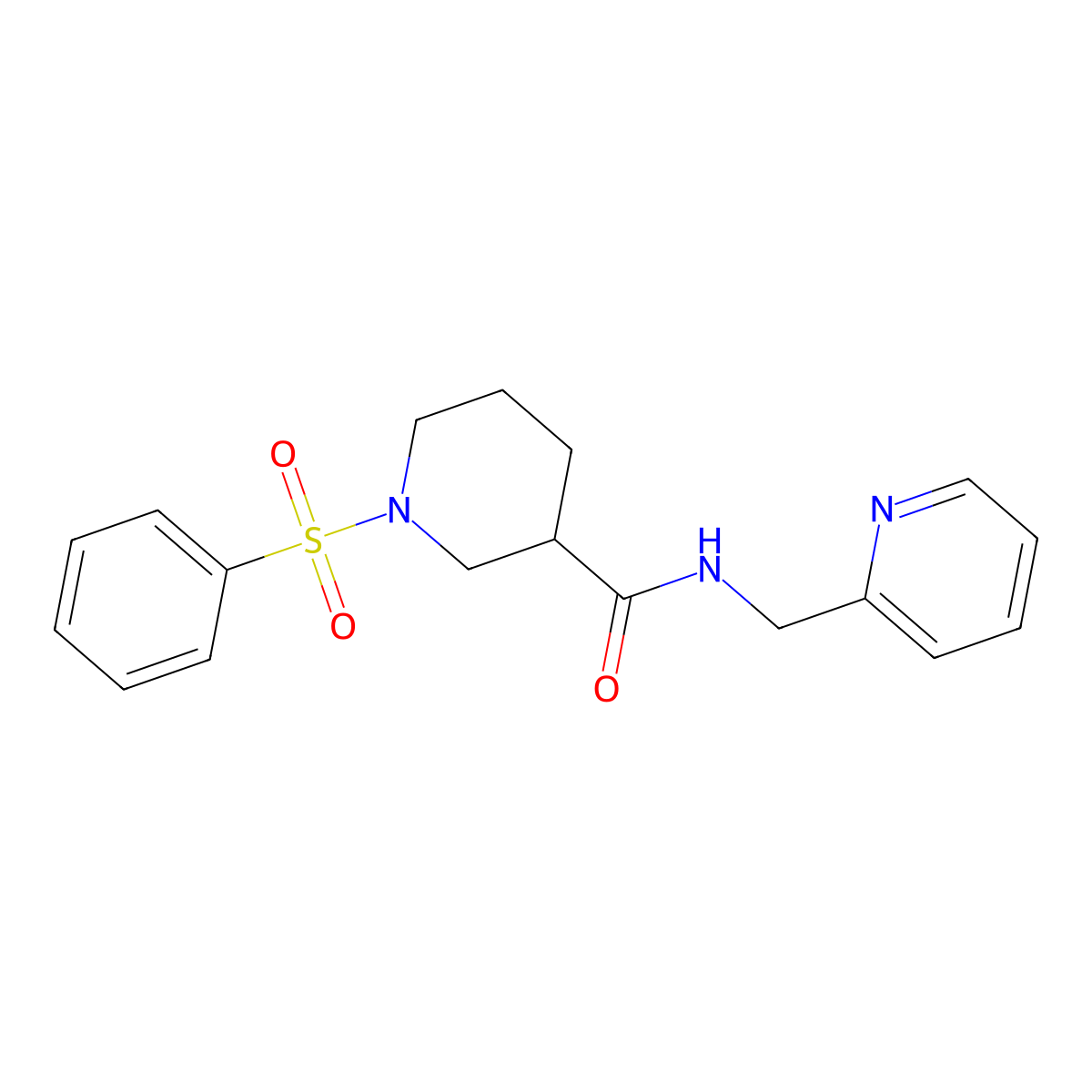 1-(phenylsulfonyl)-N-(pyridin-2-ylmethyl)piperidine-3-carboxamide molecular structure, CAS 831248-11-4