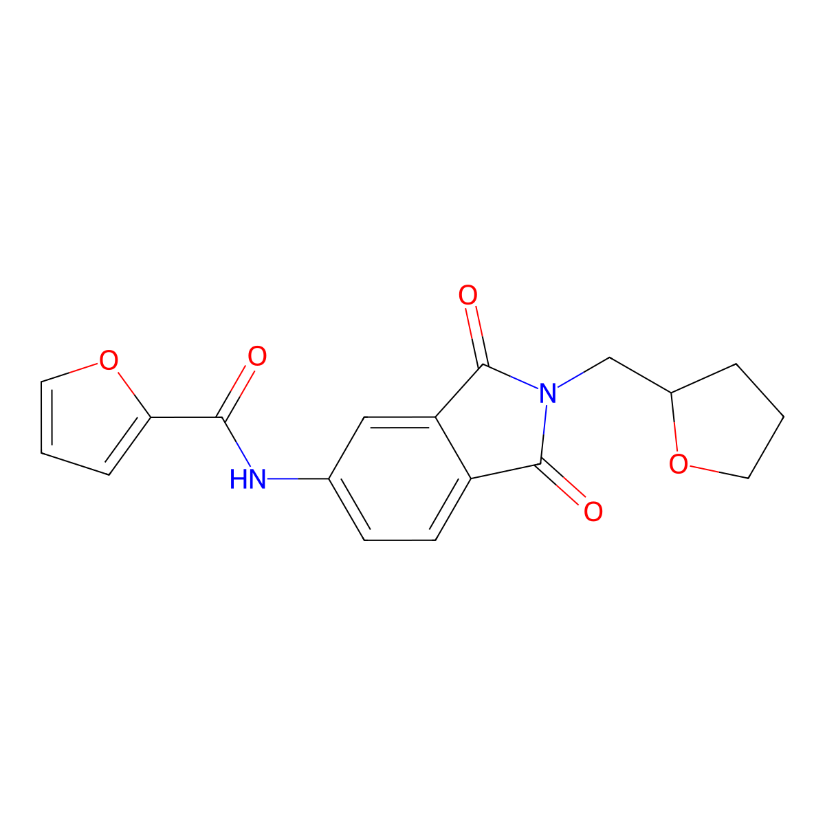N-[1,3-dioxo-2-(oxolan-2-ylmethyl)isoindol-5-yl]furan-2-carboxamide molecular structure, CAS 831248-16-9