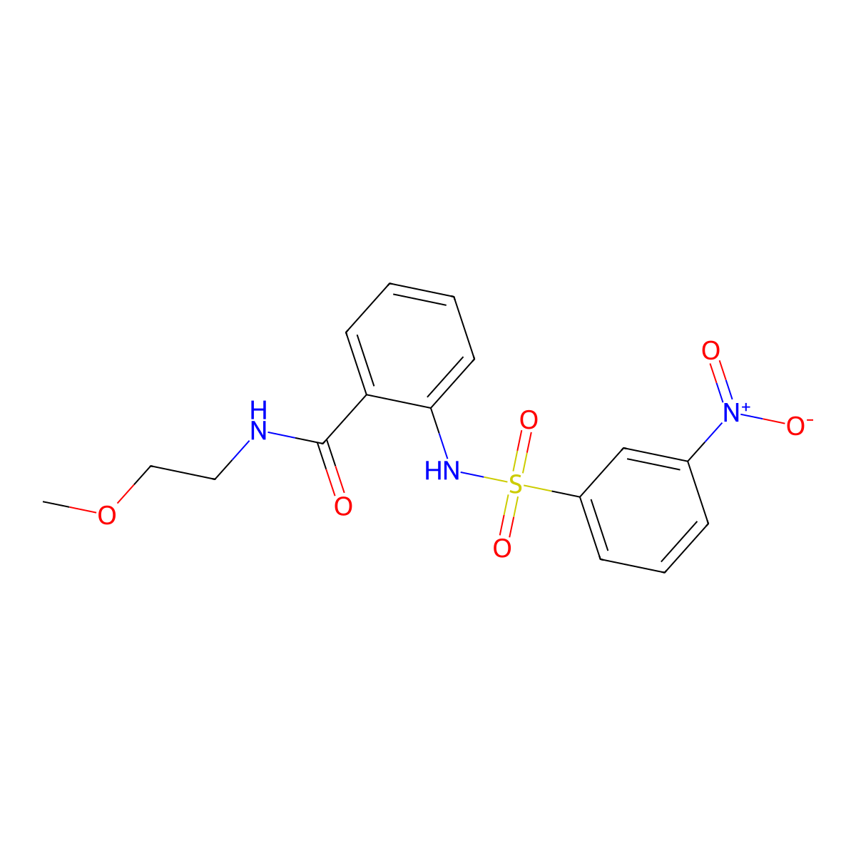 N-(2-methoxyethyl)-2-[(3-nitrophenyl)sulfonylamino]benzamide molecular structure, CAS 831248-30-7