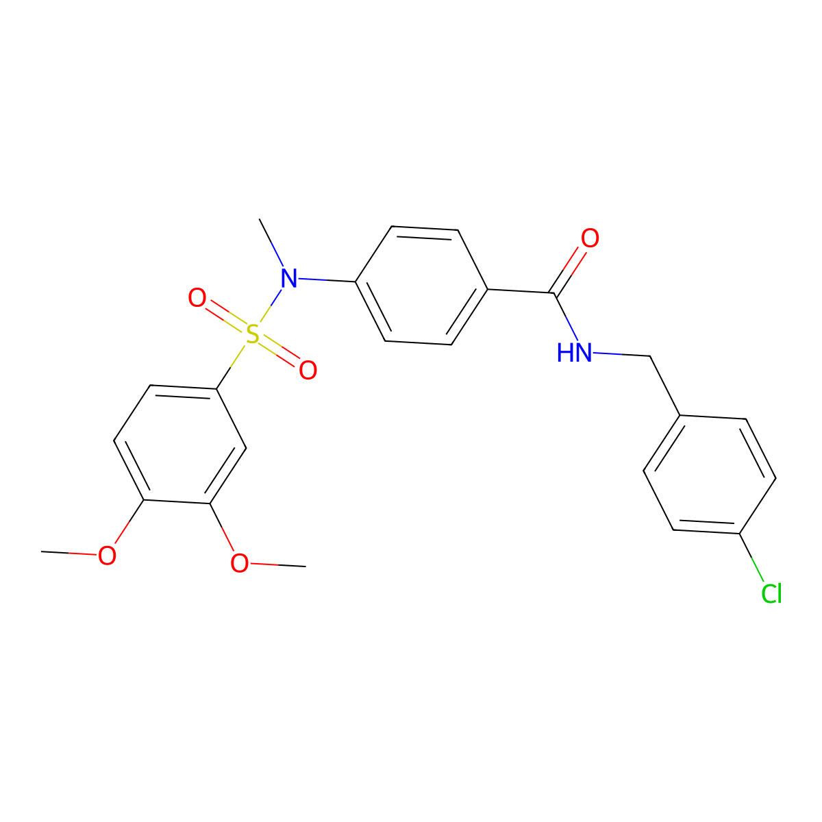 N-[(4-chlorophenyl)methyl]-4-[(3,4-dimethoxyphenyl)sulfonyl-methylamino]benzamide molecular structure, CAS 831248-86-3