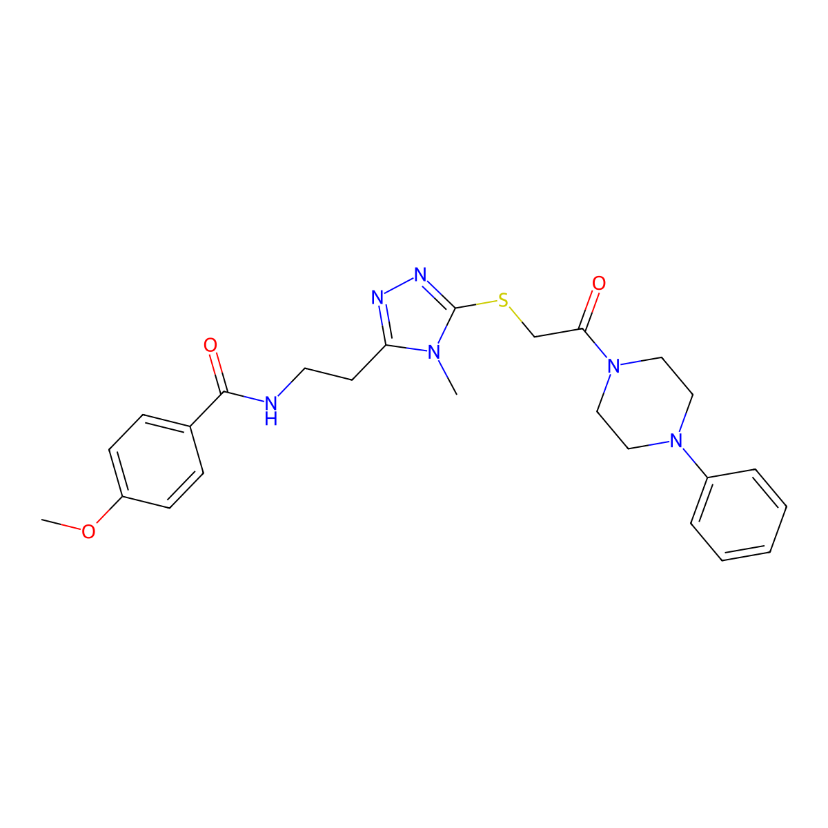 4-methoxy-N-[2-[4-methyl-5-[2-oxo-2-(4-phenylpiperazin-1-yl)ethyl]sulfanyl-1,2,4-triazol-3-yl]ethyl]benzamide molecular structure, CAS 831248-87-4