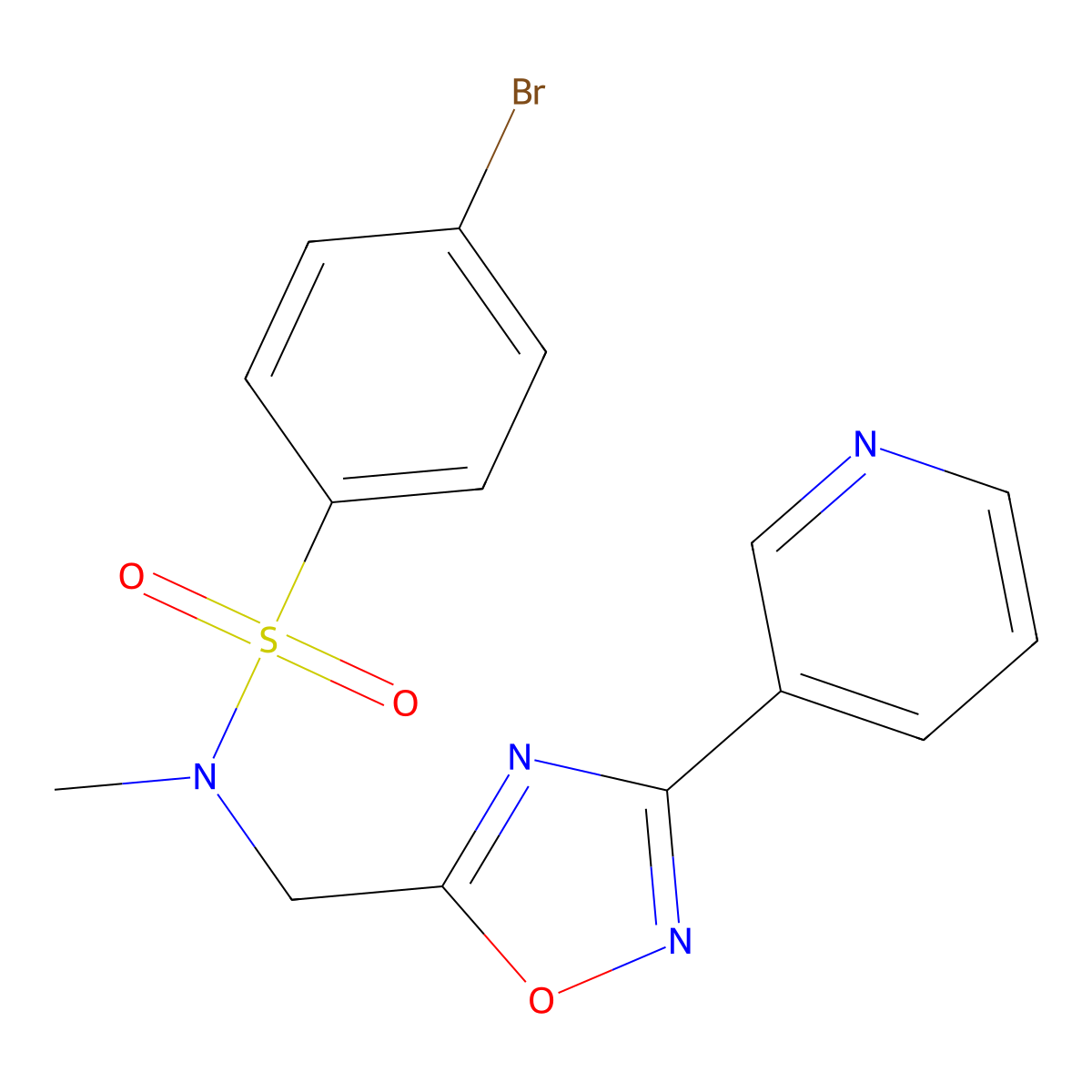 4-bromo-N-methyl-N-[(3-pyridin-3-yl-1,2,4-oxadiazol-5-yl)methyl]benzenesulfonamide molecular structure, CAS 831248-91-0